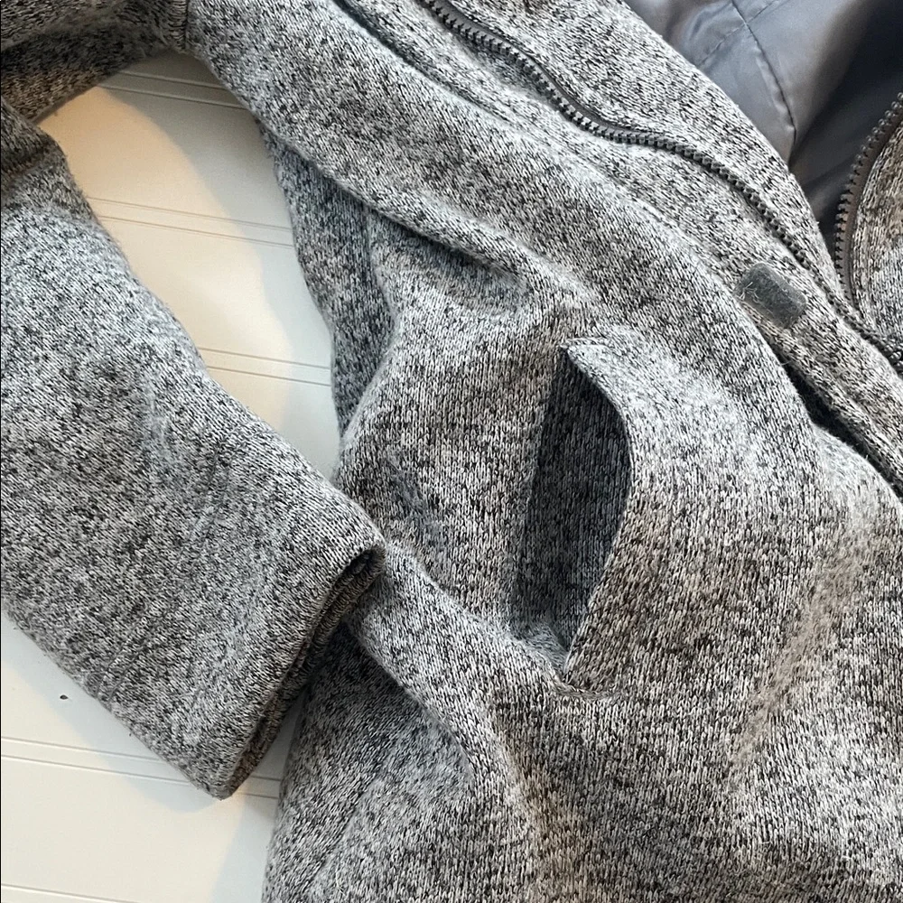 Old Navy Gray Jacket Girls Hooded Coat Faux Fur Zipper size 14